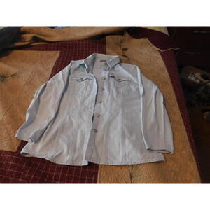 Wrangler Light Blue Denim Western Shirt Jacket with Embroidered Horse